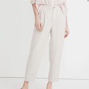 Madewell | Linen- blend track trousers in heathered natural color